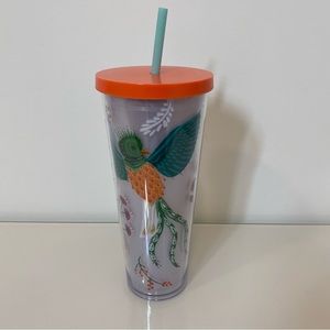 Starbucks 2017 Quetzal Bird Floral Acrylic Venti Tumbler 24oz Cold Cup.